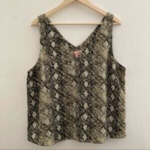 Leyden Stone Snake Print Tank Top Women's XL V-Neck Sleeveless Animal Print NWT